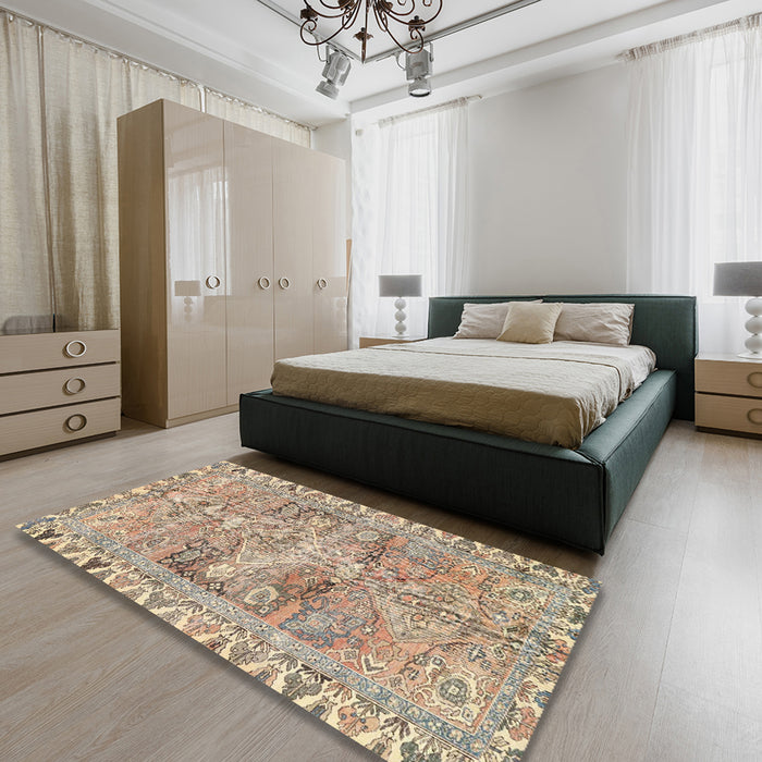 Machine Washable Traditional Brown Rug in a Bedroom, wshtr4345