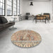 Round Machine Washable Traditional Brown Rug in a Office, wshtr4345