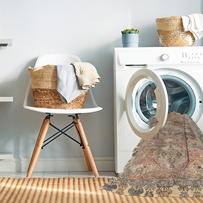 Machine Washable Traditional Brown Rug in a Washing Machine, wshtr4345