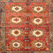 Round Machine Washable Traditional Red Rug, wshtr4349