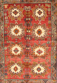 Machine Washable Traditional Red Rug, wshtr4349