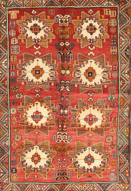 Machine Washable Traditional Red Rug, wshtr4349
