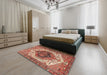 Machine Washable Traditional Tangerine Pink Rug in a Bedroom, wshtr4350