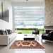 Square Machine Washable Traditional Tangerine Pink Rug in a Living Room, wshtr4351