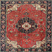 Round Machine Washable Traditional Saffron Red Rug, wshtr4353