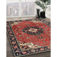 Traditional Saffron Red Medallion Rug, tr4353