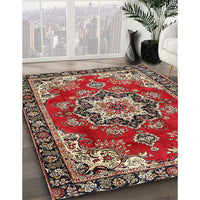 Traditional Saffron Red Medallion Rug, tr4354