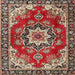 Round Machine Washable Traditional Saffron Red Rug, wshtr4354