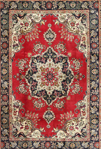 Machine Washable Traditional Saffron Red Rug, wshtr4354