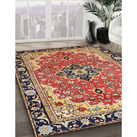 Traditional Saffron Red Medallion Rug, tr4355