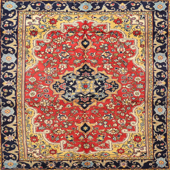 Square Traditional Saffron Red Medallion Rug, tr4355