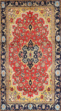 Machine Washable Traditional Saffron Red Rug, wshtr4355