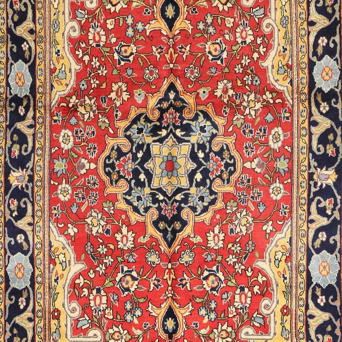 Machine Washable Traditional Saffron Red Rug, wshtr4355