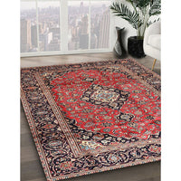 Traditional Saffron Red Medallion Rug, tr4357