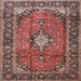 Square Traditional Saffron Red Medallion Rug, tr4357