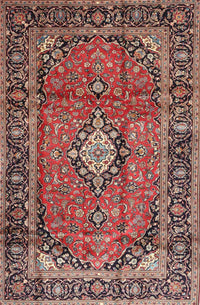 Machine Washable Traditional Saffron Red Rug, wshtr4357