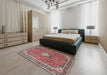 Traditional Saffron Red Medallion Rug in a Bedroom, tr4358