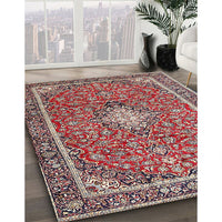 Traditional Saffron Red Medallion Rug, tr4358