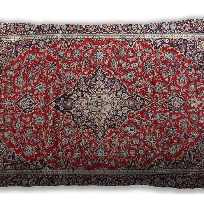 Traditional Classic Rectangular Saffron Red Lumbar Throw Pillow, 13 inch by 19 inch, lbtr4358