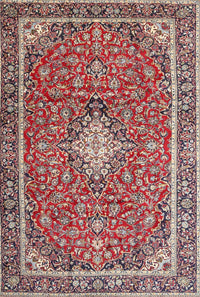 Machine Washable Traditional Saffron Red Rug, wshtr4358