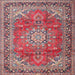 Round Machine Washable Traditional Fire Brick Red Rug, wshtr4359