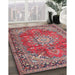 Traditional Fire Brick Red Medallion Rug in Family Room, tr4359