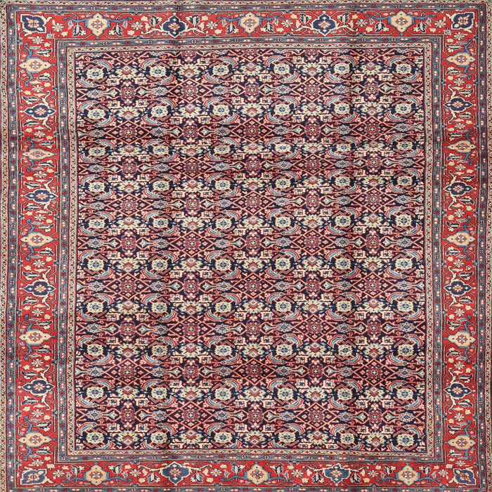 Round Machine Washable Traditional Brown Red Rug, wshtr4360