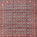 Round Machine Washable Traditional Brown Red Rug, wshtr4360