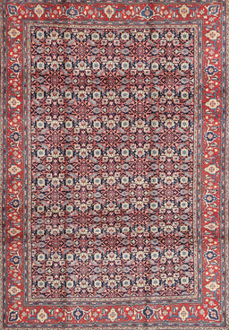Machine Washable Traditional Brown Red Rug, wshtr4360