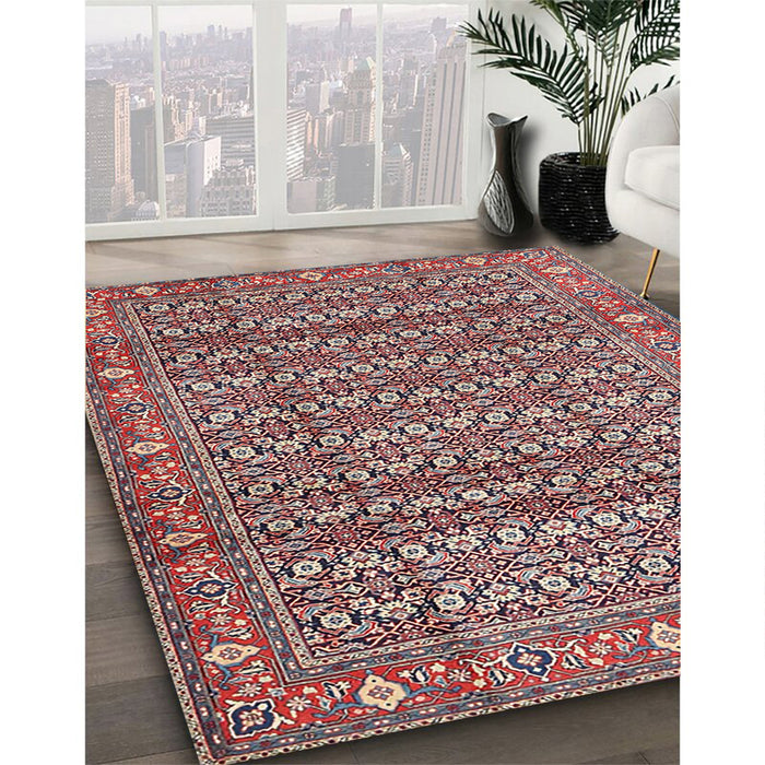 Traditional Brown Red Persian Rug in Family Room, tr4360
