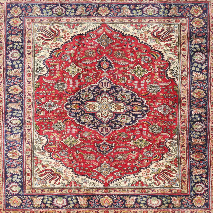 Square Traditional Fire Brick Red Medallion Rug, tr4366