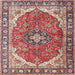 Square Traditional Fire Brick Red Medallion Rug, tr4366