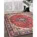 Traditional Fire Brick Red Medallion Rug in Family Room, tr4366