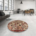 Round Traditional Saffron Red Persian Rug in a Office, tr4367