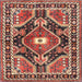 Square Traditional Saffron Red Medallion Rug, tr4368