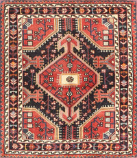 Machine Washable Traditional Saffron Red Rug, wshtr4368