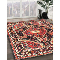 Traditional Saffron Red Medallion Rug, tr4368