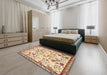 Machine Washable Traditional Brown Gold Rug in a Bedroom, wshtr4369