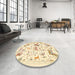 Round Machine Washable Traditional Gold Rug in a Office, wshtr436