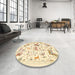 Round Traditional Golden Blonde Gold Animal Rug in a Office, tr436