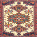 Round Machine Washable Traditional Brown Red Rug, wshtr4372