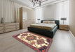 Machine Washable Traditional Brown Red Rug in a Bedroom, wshtr4372