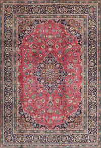 Machine Washable Traditional Brown Red Rug, wshtr4374