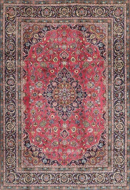 Machine Washable Traditional Brown Red Rug, wshtr4374