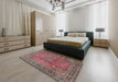 Machine Washable Traditional Brown Red Rug in a Bedroom, wshtr4374