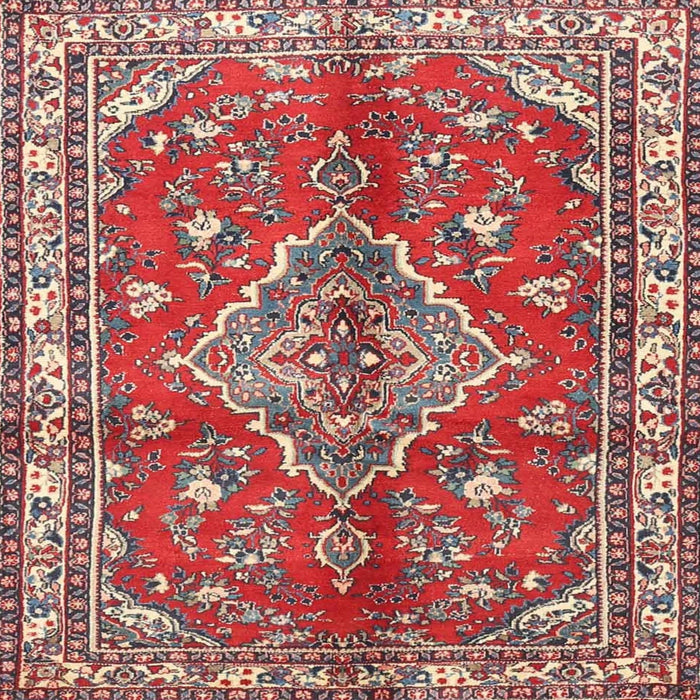 Round Machine Washable Traditional Red Rug, wshtr4376