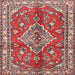 Round Machine Washable Traditional Red Rug, wshtr4376