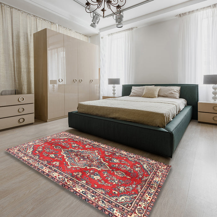 Traditional Red Persian Rug in a Bedroom, tr4376