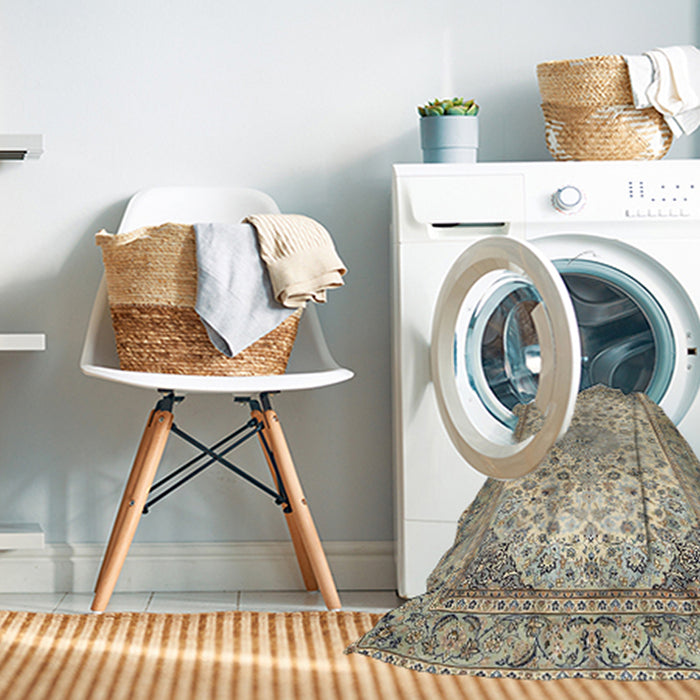 Machine Washable Traditional Brown Rug in a Washing Machine, wshtr4378