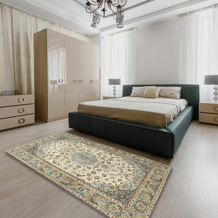 Machine Washable Traditional Brown Rug in a Bedroom, wshtr4378